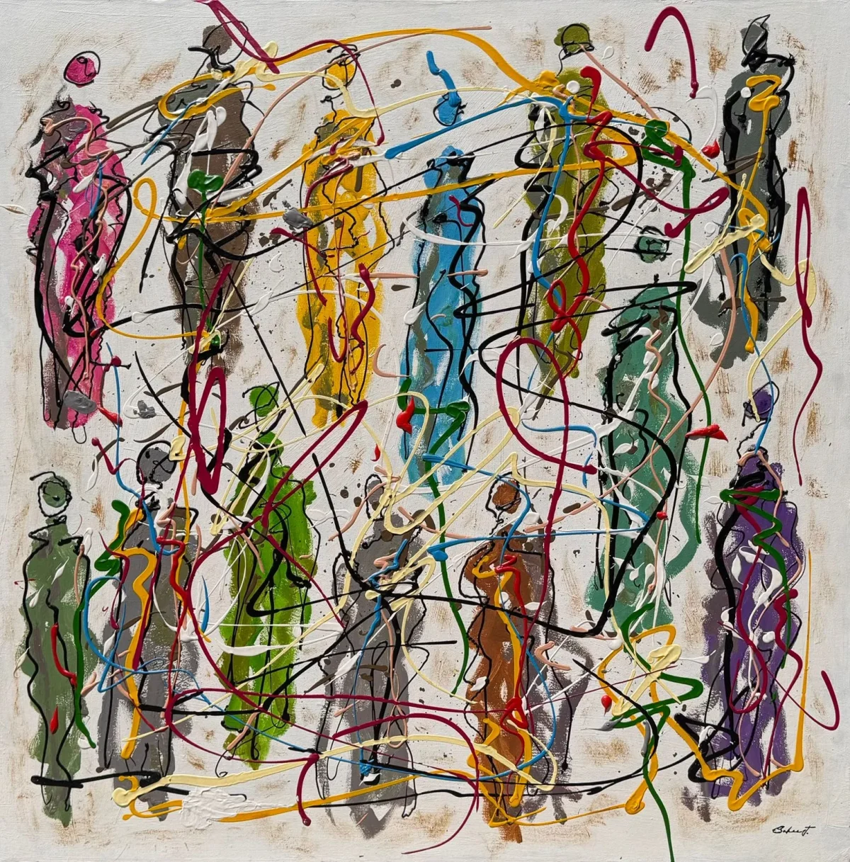 Zapping by Bahaa Jawhari — Acrylic on Canvas, 100×100cm